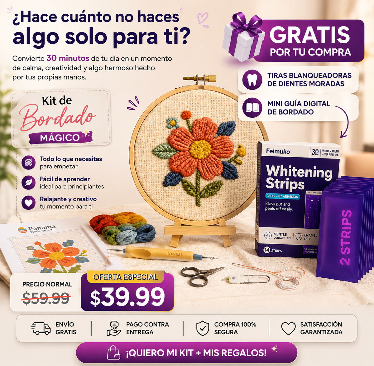 Kit de bordado con aguja perforadora